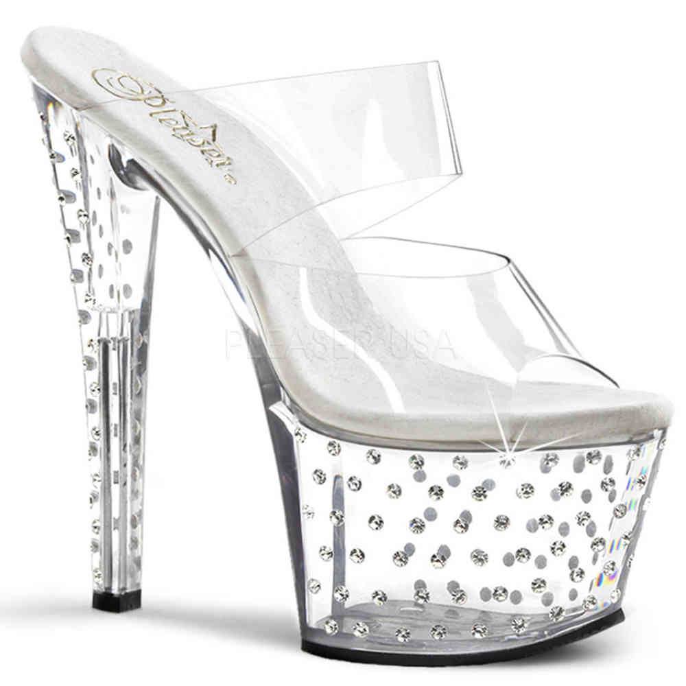 Pleaser - STARDUST702 Mules à talons - Chaussures de pole dance - Transparent/Couleur argent Product image